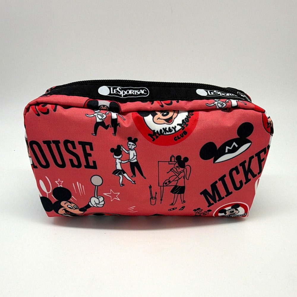 LeSportsac Disney 100 Mickey Mouse Small Pink Zip Cosmetic Bag Pouch